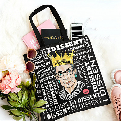 Alternative view of I Dissent Feminism Quote RBG Ruth Bader Ginsburg All Over Print Tote Bag - Shoulder Bag- Grocery Shopping Bag