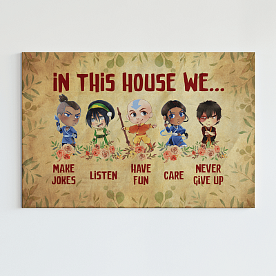 Alternative view of In This House We Make Jokes Wrapped Framed Canvas Prints - Unframed Poster - Home Decor Wall Art