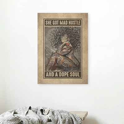 Alternative view of She Got Mad Hustle And A Dope Soul Afro Girl Music And Wine I Am Enough Framed Canvas Prints - Unframed Poster