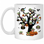 Cute Baby Yoda Tree Funny Halloween Ceramic Coffee Mug - Water Bottle, White, 11 oz. White Mug
