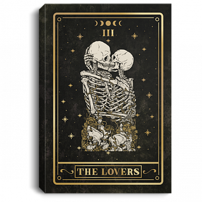 Tarot Lover Card Romantic Skull For Couples Framed Canvas Prints - Unframed Poster, White, 0.75'' Framed Canvas