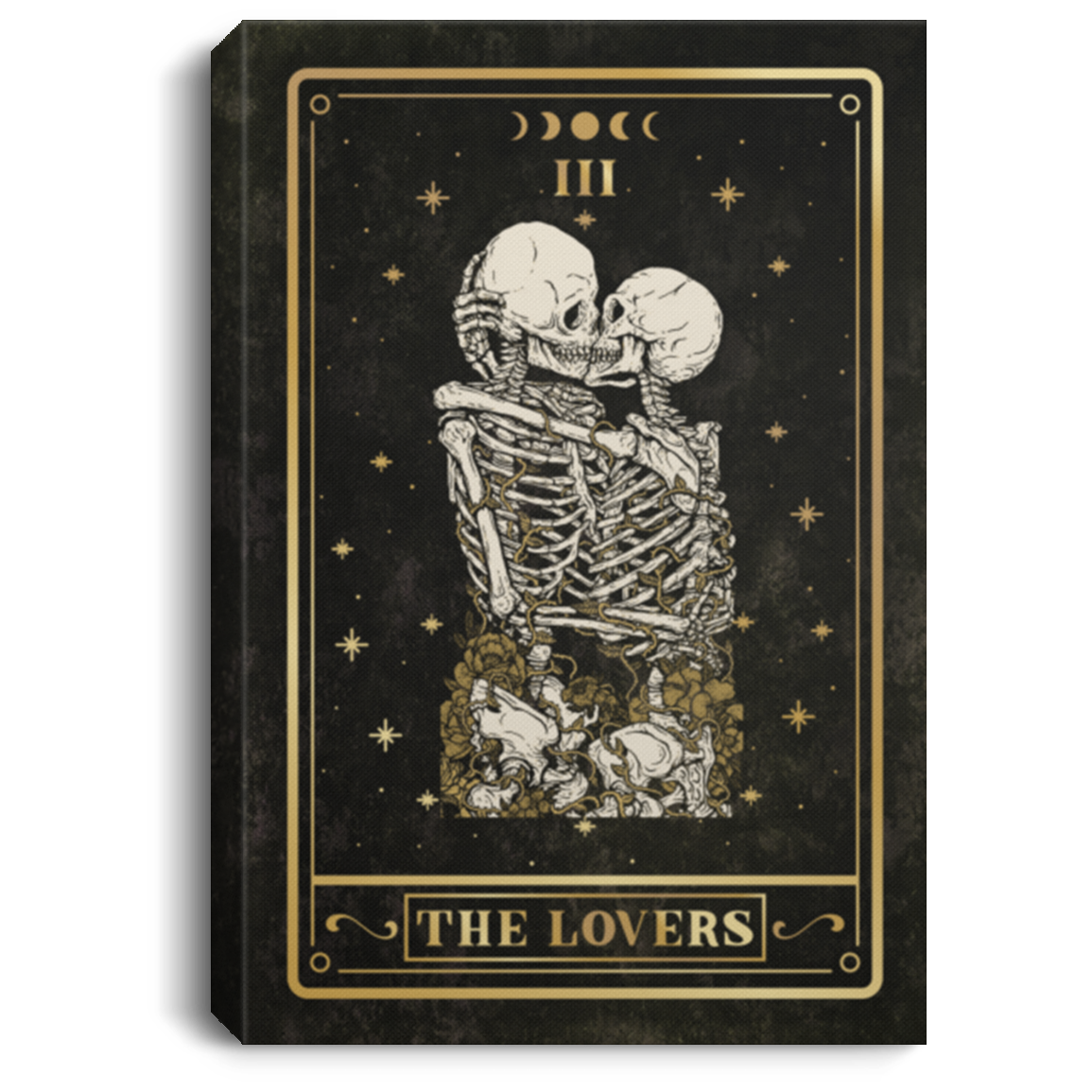 Tarot Lover Card Romantic Skull For Couples Framed Canvas Prints - Unframed Poster, White, 0.75'' Framed Canvas