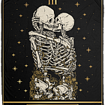 Tarot Lover Card Romantic Skull for Couples Fleece Blanket - Premium Sherpa Blanket, White, Cozy Plush Fleece Blanket - 50x60