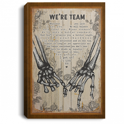 We're Team Skull Romantic Couples Gifts Framed Canvas Prints - Unframed Poster, White, 0.75'' Framed Canvas