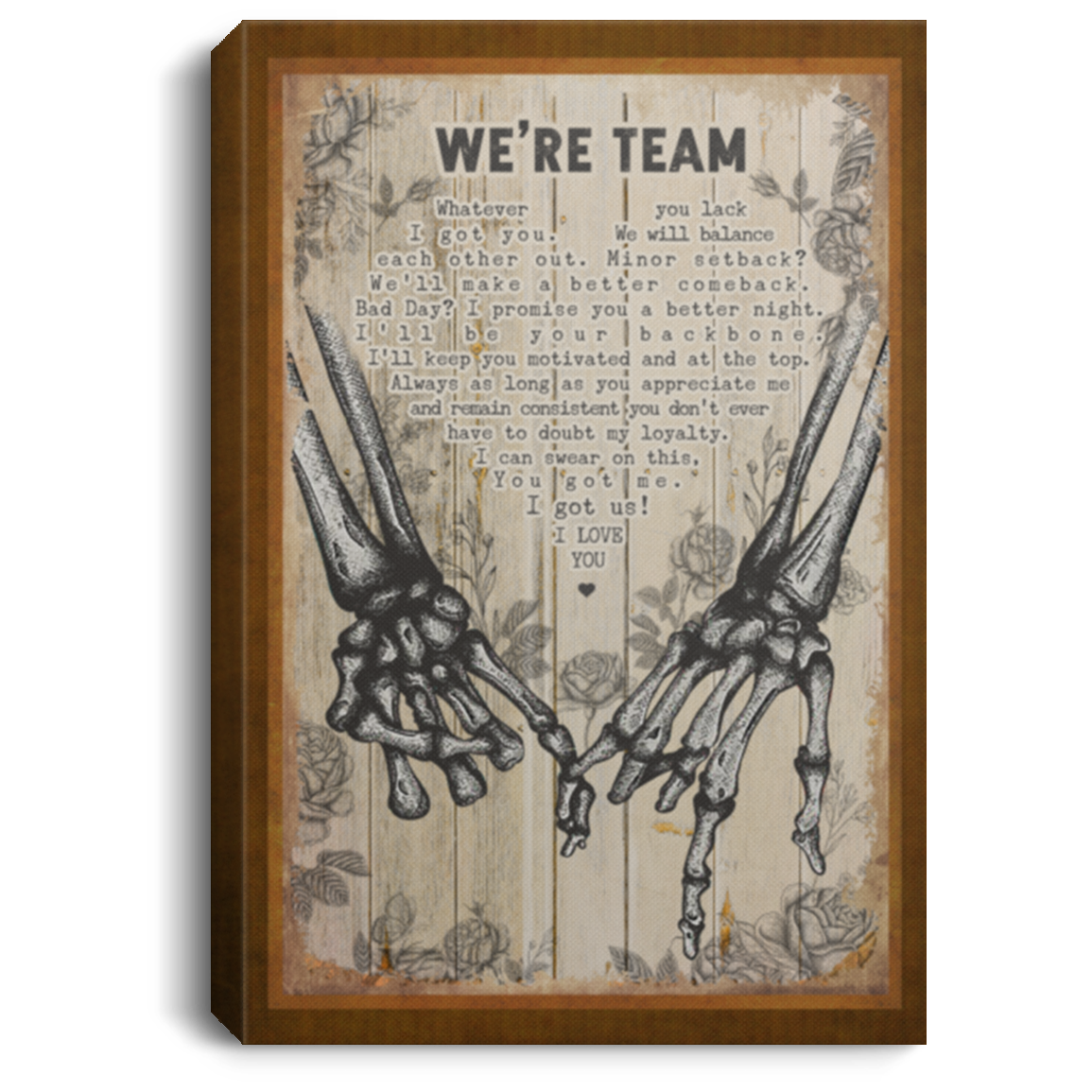 We're Team Skull Romantic Couples Gifts Framed Canvas Prints - Unframed Poster, White, 0.75'' Framed Canvas