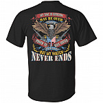 My Time In Uniform May Be Over But My Watch Never Ends Veterans Print on Back Only - Plain Front T-Shirt, Black, Unisex T-Shirt My Time In Uniform May Be Over But My Watch Never Ends Veterans Print on Back Only - Plain Front T-Shirt, Black, Unisex T-Shirt