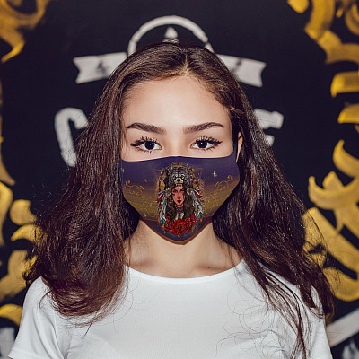 Alternative view of Native American Woman Washable Reusable Custom Printed Cloth Face Mask Cover