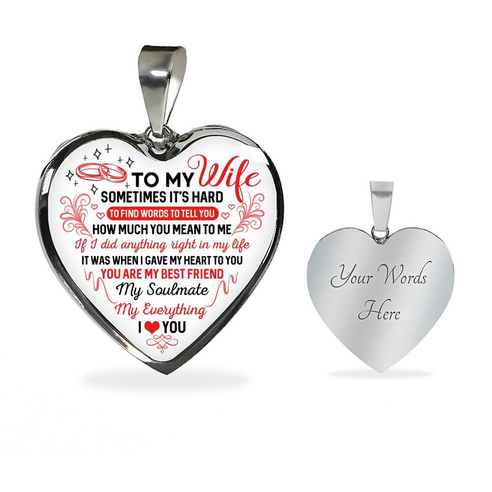 To My Wife You Are My Best Friend My Soulmate My Everything Heart Pendant Necklace From Husband - Heart Luxury Necklace (Silver)