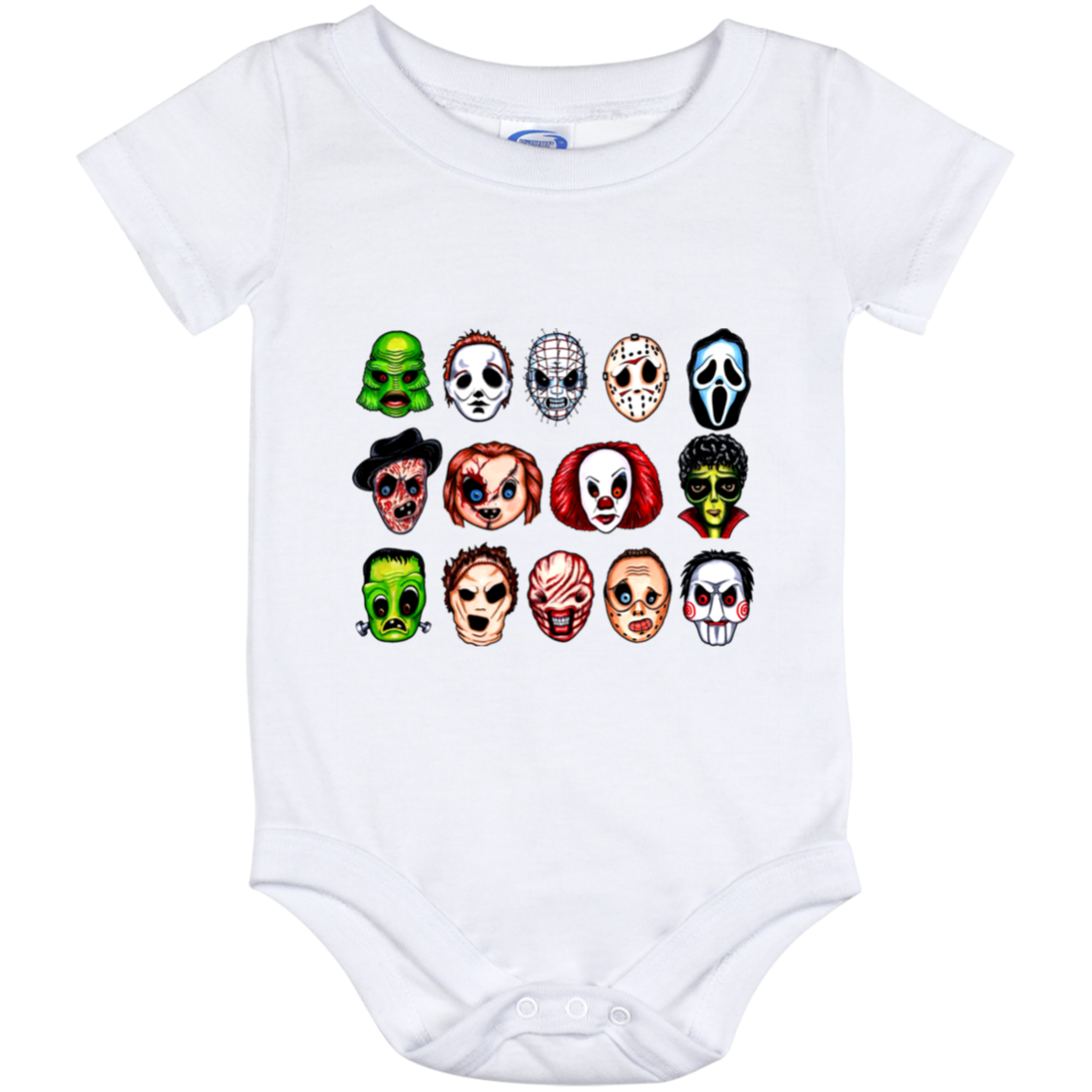 Horror Movie Characters Horror Movie Killers Friends Halloween Squad Baby Onesie - Baby Infant Bodysuit, White, Baby Onesie - 12 Month