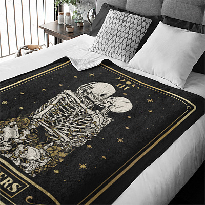Alternative view of Tarot Lover Card Romantic Skull For Couples Fleece Blanket - Premium Sherpa Blanket