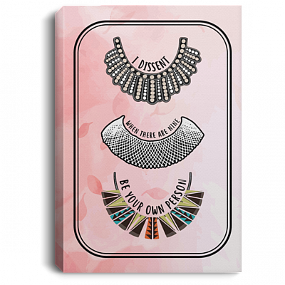 Ruth Bader Ginsburg RBG Justice Dissent Collar Wrapped Framed Canvas Prints - Unframed Poster - Wall Art, White, 0.75'' Framed Canvas