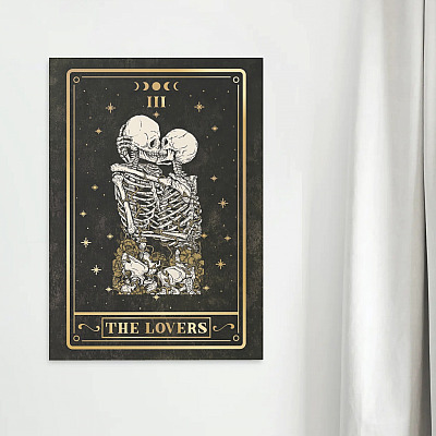Alternative view of Tarot Lover Card Romantic Skull For Couples Framed Canvas Prints - Unframed Poster