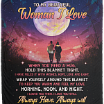 To My Beautiful Woman I Love when You Need a Hug Hold This Blanket Tight Fleece Blanket - Mink Blanket, White, Cozy Plush Fleece Blanket - 50x60