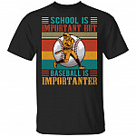 School Is Important But Baseball Is Importanter Vintage T-Shirt - Youth Tee - Baseball Lover Shirt, Black, Unisex T-Shirt