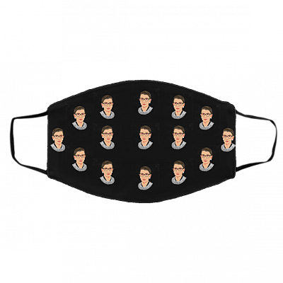 Ruth Bader Ginsburg Custom Cloth Face Mask RBG Washable Fashion Shopping Reusable Designer Face Mask, Black, Cloth Face Cover – Medium/Large