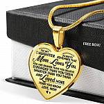 To My Daughter Always Remember That Mom Loves You Hear Pendant Necklace - Heart Luxury Necklace (Gold Plated)