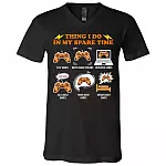 Things I Do In My Spare Time Funny Gamer Geek T-Shirt - V-Neck, Black, V-Neck T-Shirt