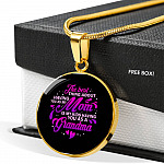 The Best Thing About Having As My Mom Circle Pendant Necklace - Necklace Gift For Mom To Be Grandma - Circle Luxury Necklace (Gold Plated)