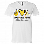 Childhood Cancer Awareness T-Shirt - V-Neck Tee, White, V-Neck T-Shirt