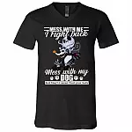Mess with My Dog They'll Never Find Your Body Jack Skellington T-Shirt - V Neck, Black, V-Neck T-Shirt