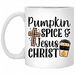 Pumpkin Spice and Jesus Christ Ceramic Coffee Mug - Beer Stein - Water Bottle - Color Changing Mug, White, 11 oz. White Mug