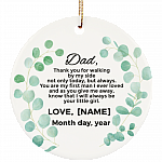 Personalized Christmas Ornament for Father from The Bride - Flat Circle Porcelain Ceramic Ornament, White, Ceramic Circle Ornament