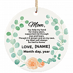 Personalized Christmas Ornament for Mother from The Bride - Flat Circle Porcelain Ceramic Ornament, White, Ceramic Circle Ornament