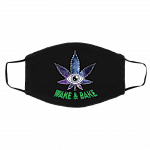 Wake And Bake Coffee Washable Reusable Custom - Printed Cloth Face Mask Cover, Black, Cloth Face Cover – Medium/Large