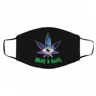 Wake And Bake Coffee Washable Reusable Custom - Printed Cloth Face Mask Cover, Black, Cloth Face Cover – Medium/Large