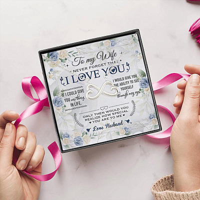 Alternative view of To My Wife Never Forget That I Love You Infinity Heart Pendant Necklace