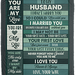 Wife To My Husband I Didn't Marry You So I Could Live With You Fleece Blanket – Mink Blanket – Woven Blanket, White, Cozy Plush Fleece Blanket - 50x60