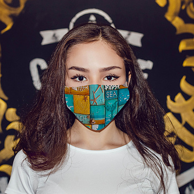 Alternative view of Sea And Beach Washable Reusable Custom Printed Cloth Face Mask Cover