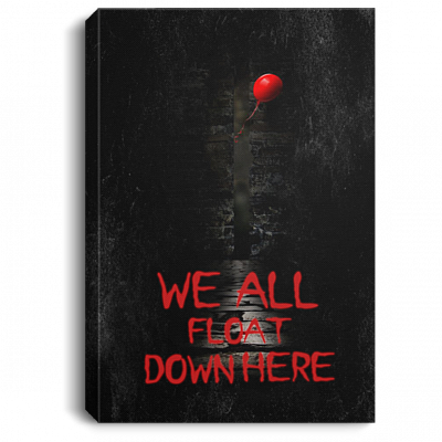 We All Float Down Here Gallery Wrapped Framed Canvas Prints - Unframed Poster - Penny Scary Clown, White, 0.75'' Framed Canvas