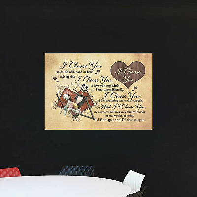 Alternative view of Jack And Sally I Choose You Romantic Couple Halloween Gifts Framed Canvas Prints - Unframed Poster