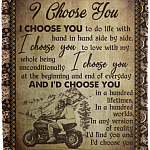 Wedding Gifts Couple Biker I Choose You to Do Life with Fleece Blanket - Mink Sherpa Blanket - Woven Blanket, White, Cozy Plush Fleece Blanket - 50x60