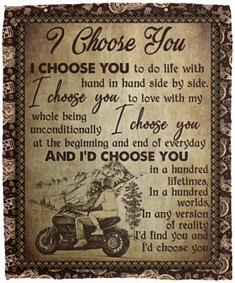Wedding Gifts Couple Biker I Choose You to Do Life with Fleece Blanket - Mink Sherpa Blanket - Woven Blanket, White, Cozy Plush Fleece Blanket - 50x60