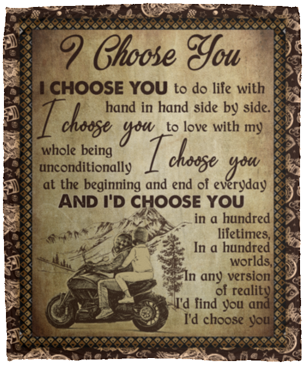 Wedding Gifts Couple Biker I Choose You to Do Life with Fleece Blanket - Mink Sherpa Blanket - Woven Blanket, White, Cozy Plush Fleece Blanket - 50x60