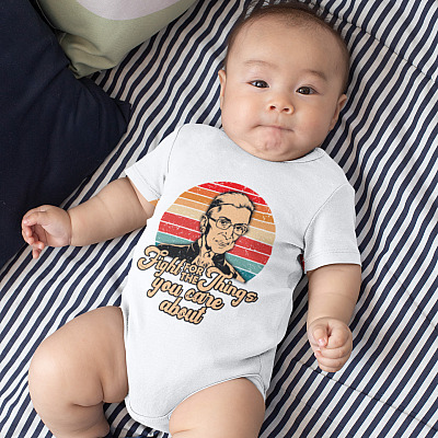 Alternative view of Fight For The Thing You Care About Retro Baby Onesie - Ruth Bader Ginsburg Toddler Infant Bodysuit