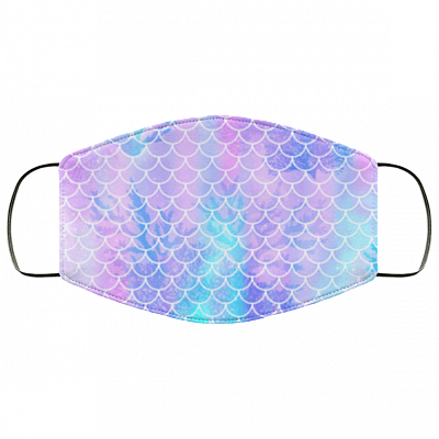 Mermaid Fabric Washable Reusable Custom-Printed Cloth Face Mask Cover, White, fma-med-lg-face-mask