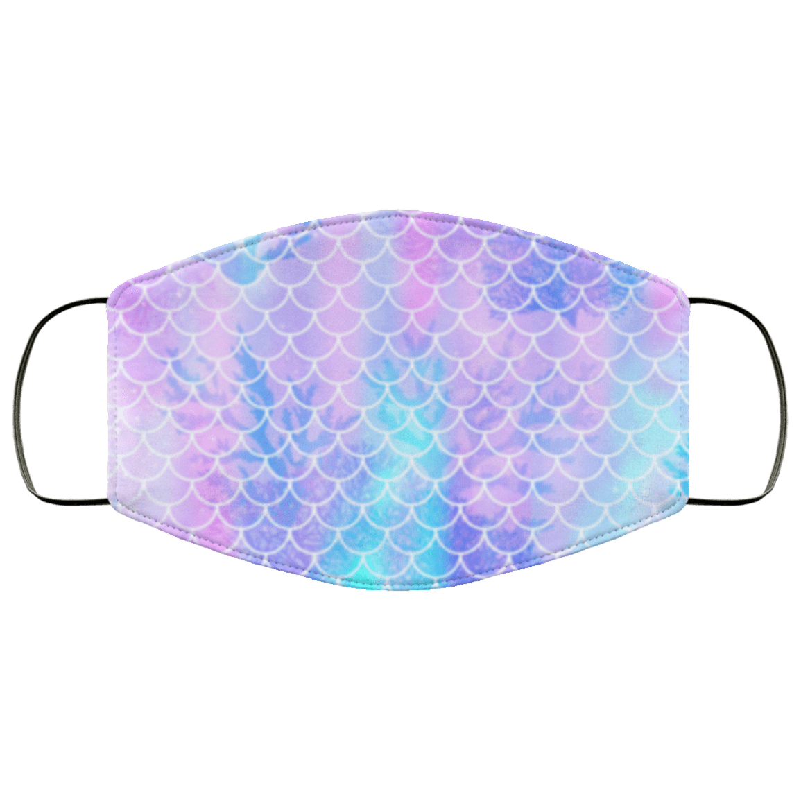 Mermaid Fabric Washable Reusable Custom-Printed Cloth Face Mask Cover, White, fma-med-lg-face-mask Mermaid Fabric Washable Reusable Custom-Printed Cloth Face Mask Cover, White, fma-med-lg-face-mask