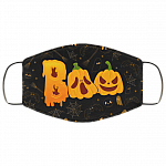 Halloween Boo Scary Pumpkin Washable Reusable Custom-Printed Cloth Face Mask Cover, Black, Cloth Face Cover – Medium/Large