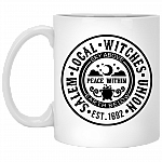 Salem Local Witches Union Sky Above Peace Within Earth Below Ceramic Mug - Halloween Witches Brew Mug, White, 11 oz. White Mug