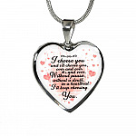 I Choose You and I Will Choose You Over and Over Without Pause Without a Doubt Heart Pendant Necklace Gift - Heart Luxury Necklace (Silver)