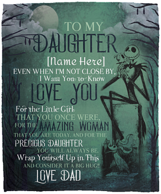 Personalized To My Daughter Even When I'm Not Close By Nightmare Skellington Fleece Blanket - Premium Sherpa Blanket, White, Cozy Plush Fleece Blanket - 50x60