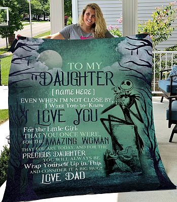 Alternative view of Personalized To My Daughter Even When I'm Not Close By Nightmare Skellington Fleece Blanket - Premium Sherpa Blanket