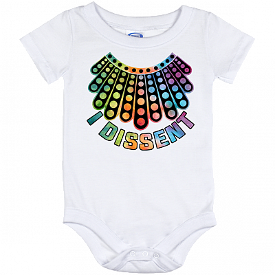 Notorious RBG Dissent Collar Necklace Baby Onesie - Ruth Bader Ginsburg Baby Infant Bodysuit, White, Baby Onesie - 12 Month