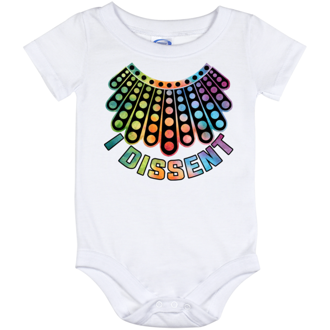 Notorious RBG Dissent Collar Necklace Baby Onesie - Ruth Bader Ginsburg Baby Infant Bodysuit, White, Baby Onesie - 12 Month