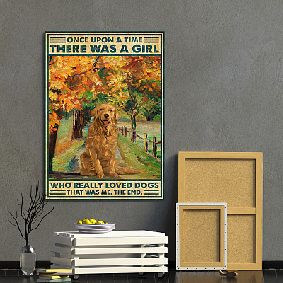 Alternative view of Golden Retriever Once Upon A Time There Was A Girl Who Really Loved Dogs Framed Canvas Prints - Unframed Poster