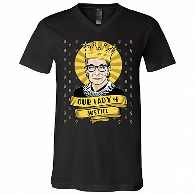 Our Lady Justice RBG Ruth Bader Ginsburg T-Shirt - V Neck, Black, V-Neck T-Shirt