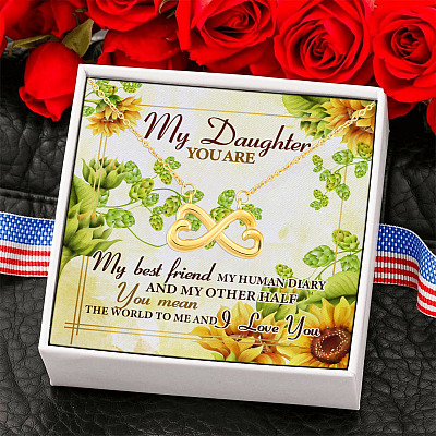My Daughter You Are My Best Friend My Human Diary You Mean The World To Me I Love You Infinity Heart Pendant Necklace